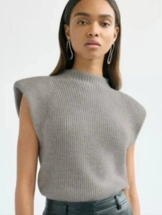Babaton Tops - Babaton Hazlitt Cream Knit Sleeveless Mock Neck Sweater